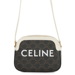 Celine Triomphe Shoulder Bag Camera Leather White